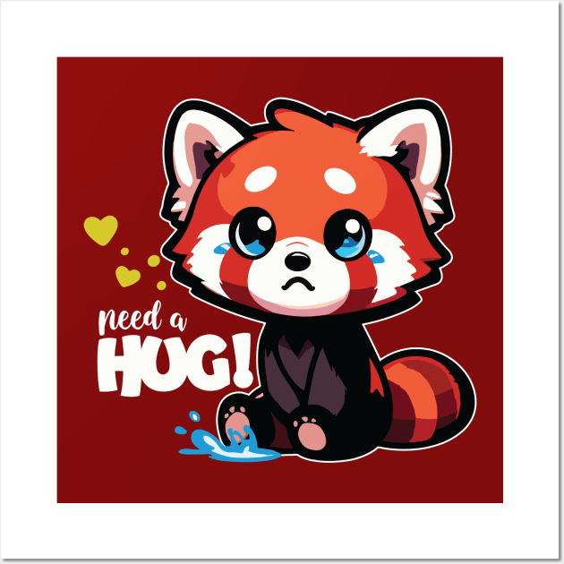 Kawaii Red Panda Need A Hug Wall Art by hippohost